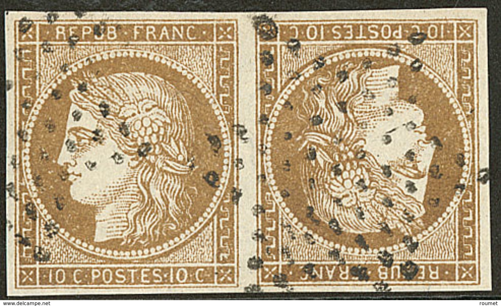 Faux. Tête-bêche. No 1d, Paire Obl étoile, Avec Marquage Au Verso. - TB - 1849-1850 Ceres