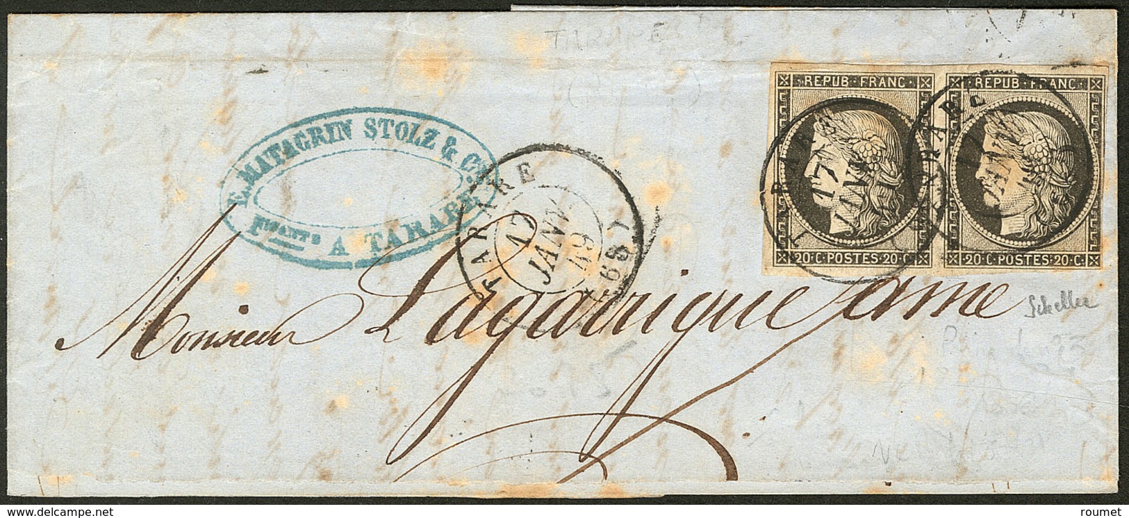 Oblitérations. Cad Type 15. No 3 Paire (un Ex Def) Obl Cad 17 Janvier 49 Sur Fragment De Lettre. - B - 1849-1850 Cérès