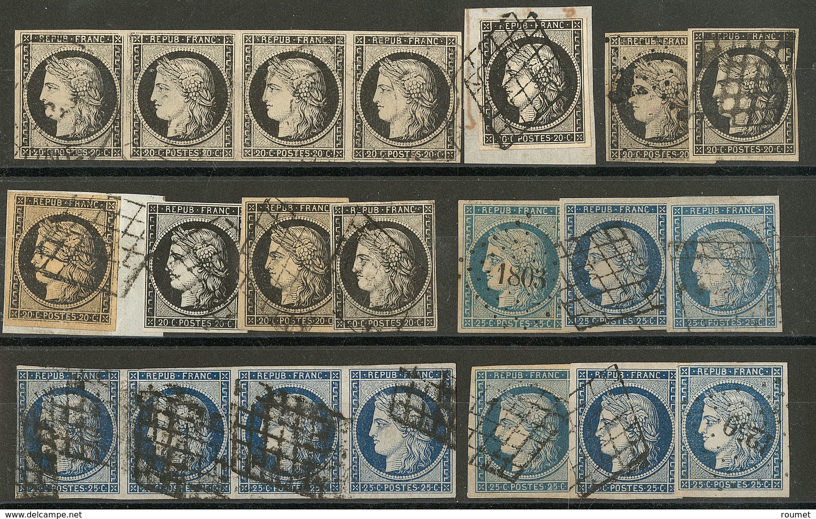 Lot. Nos 3 (11 Dont Bande De Quatre), 4 (10 Dont Bande De Quatre), Tous états - 1849-1850 Ceres