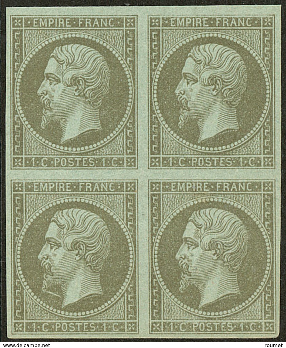 ** No 11a, Vert Bronze, Bloc De Quatre (un Ex *), Très Frais. - TB - 1853-1860 Napoléon III