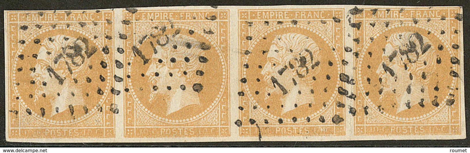 No 13Aa, Bande De Quatre Obl Pc 1782. - TB - 1853-1860 Napoleon III