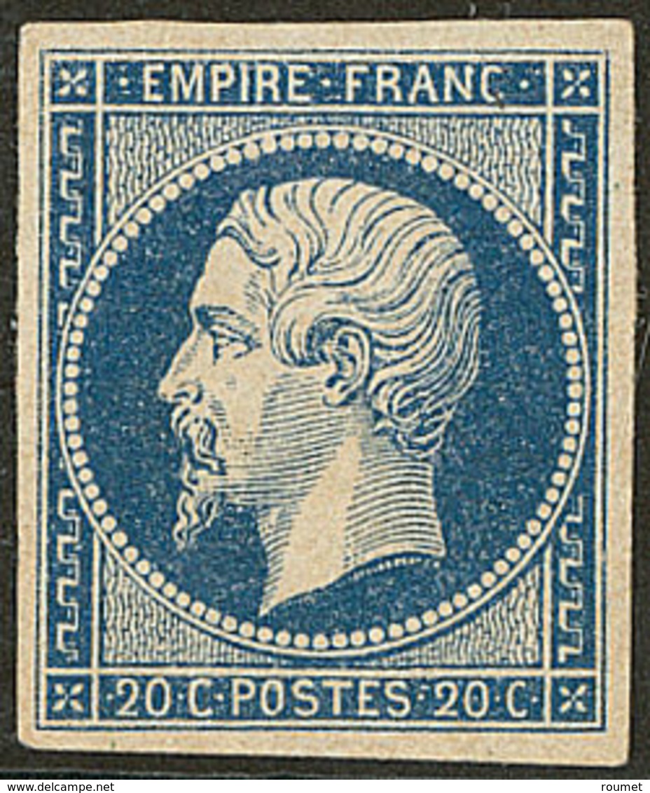 * No 14Aa, Bleu Foncé, Point De Pelurage Au Verso Mais Très Frais Et TB D'aspect - 1853-1860 Napoleon III