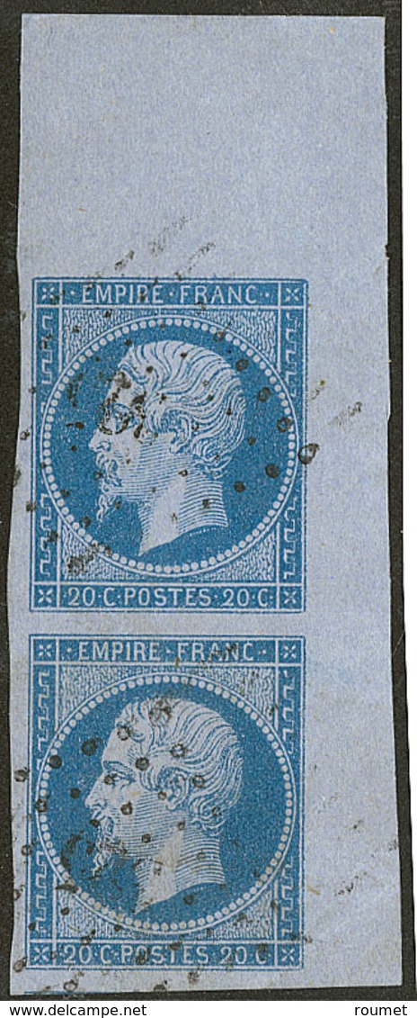 No 14Ae, Bleu Sur Lilas, Paire Verticale Cdf, Superbe - 1853-1860 Napoléon III