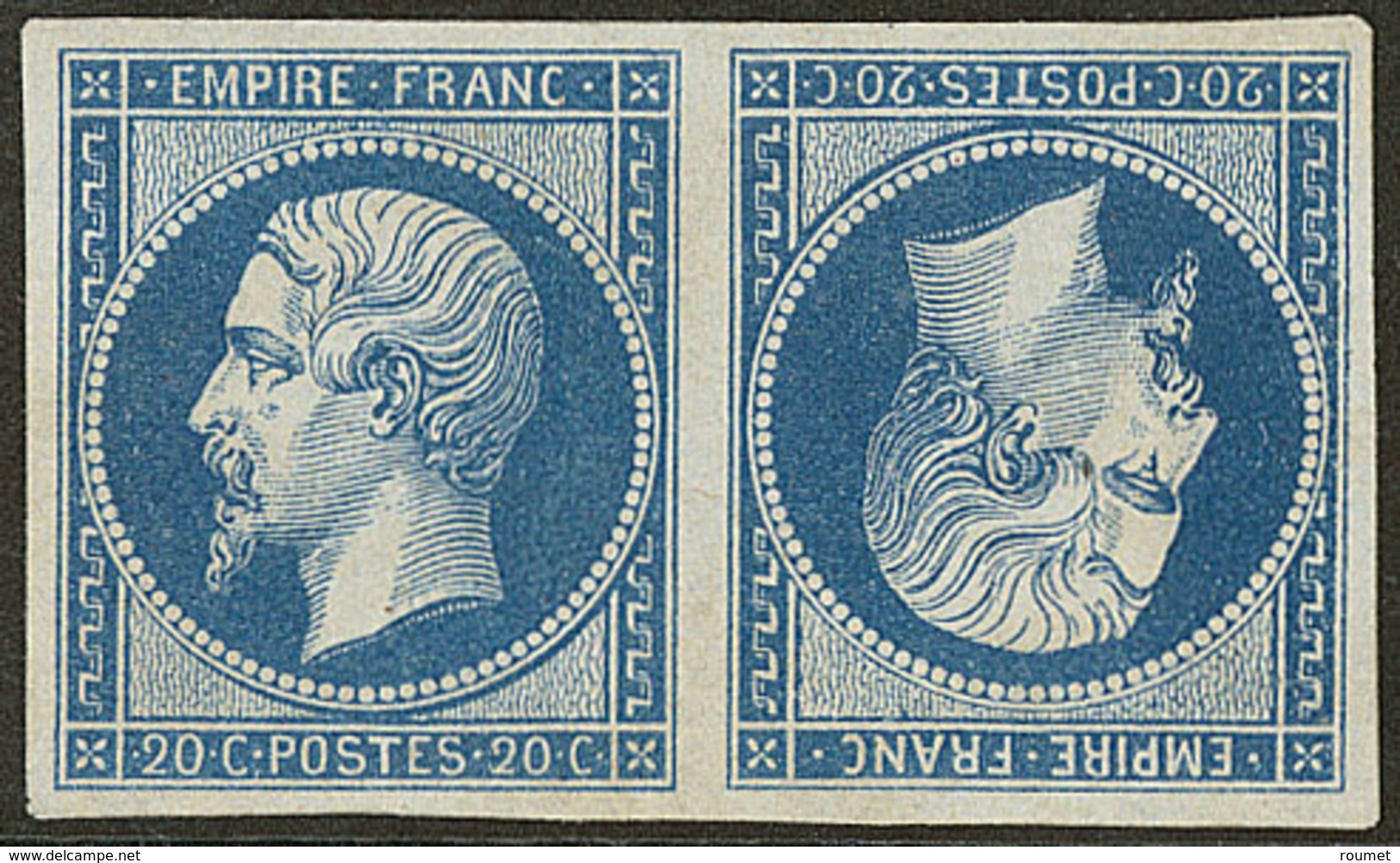 (*) Faux Sperati. Tête-bêche No 14Bd, Paire Avec Signature Sperati Au Verso. - TB - 1853-1860 Napoléon III