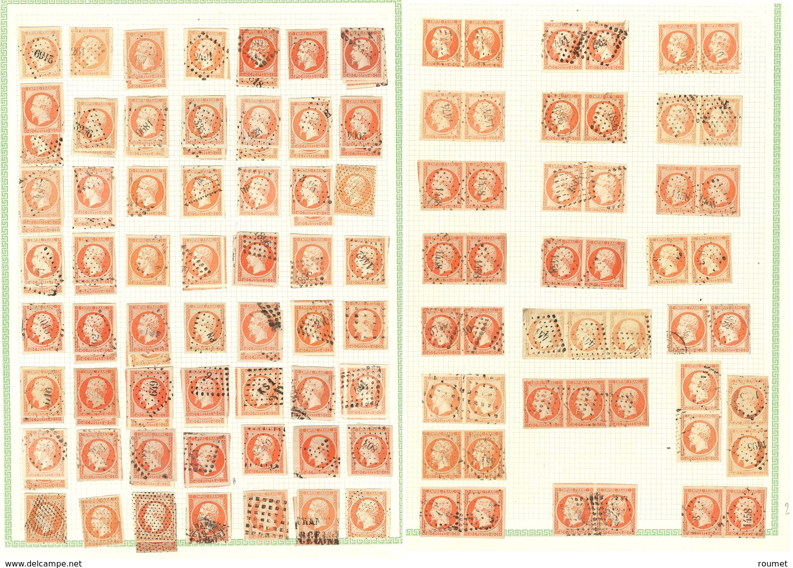 Collection. No 16, 85 Unités, 21 Paires Et 2 Bandes De Trois, Nuances Et Obl Diverses. - TB Ou B - 1853-1860 Napoléon III