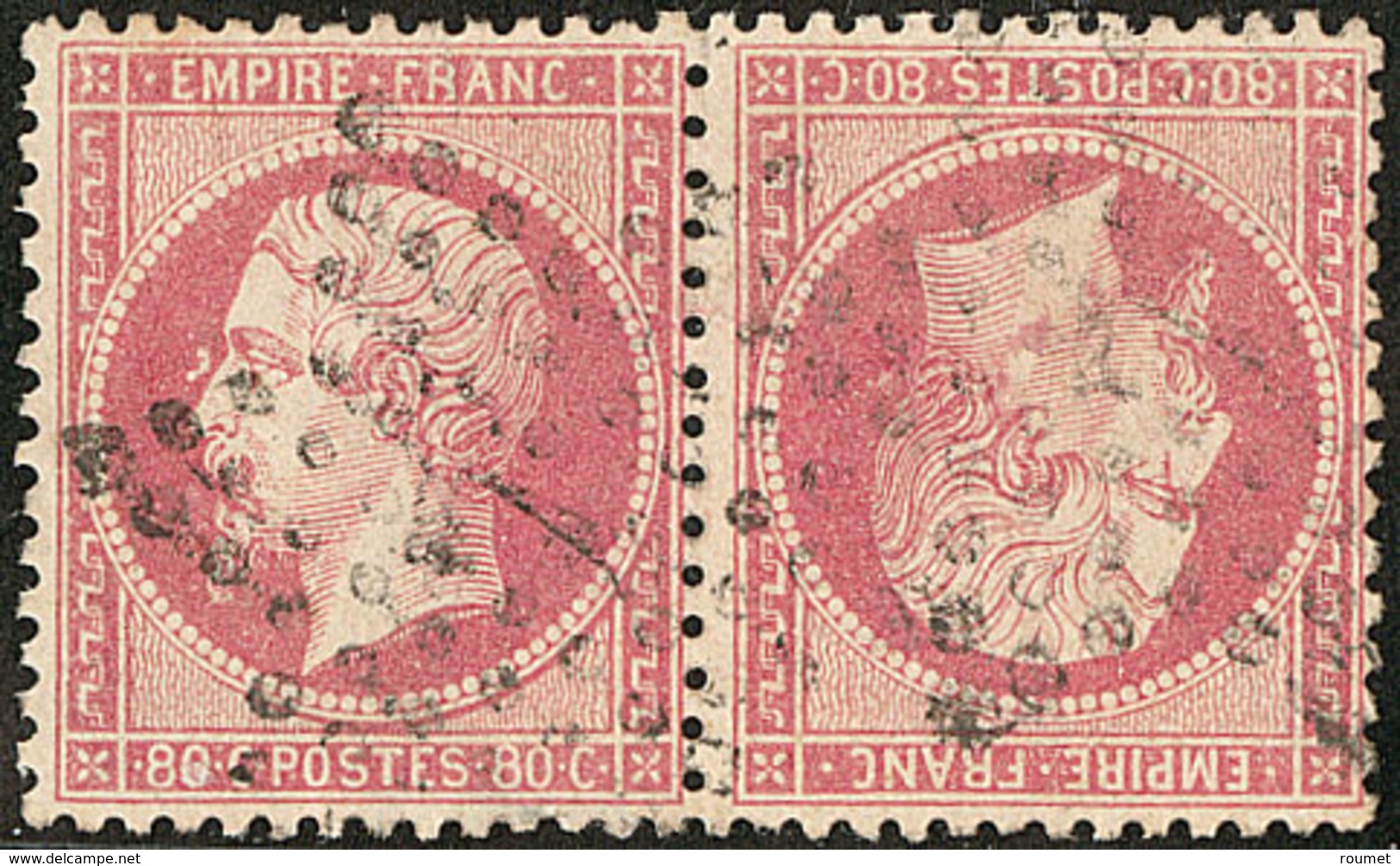 Tête-bêche. No 24b, Paire Obl étoile, Aminci Au Verso, TB D'aspect. - R - 1862 Napoleon III