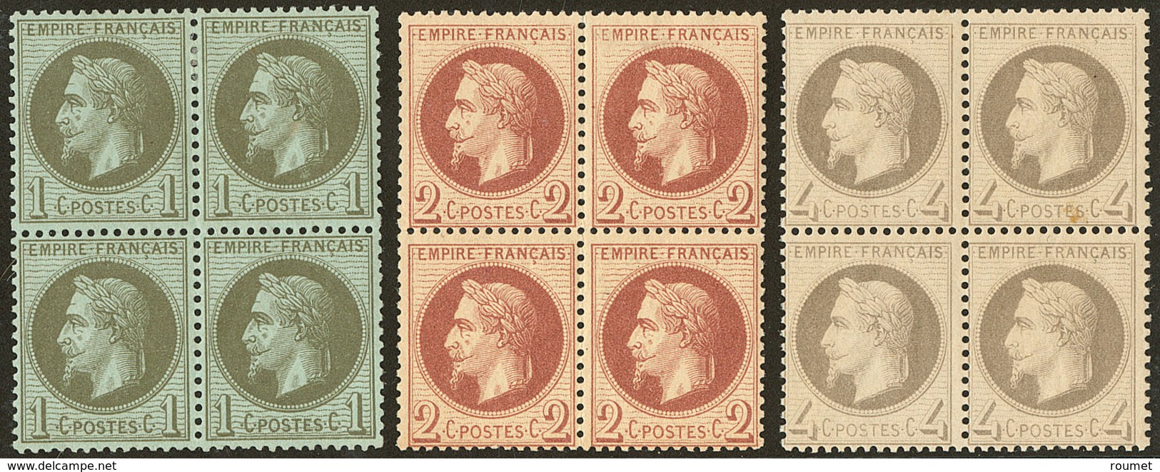 * Nos 25, 26A, 27A, Tous En Bloc De Quatre. - B - 1863-1870 Napoleon III Gelauwerd