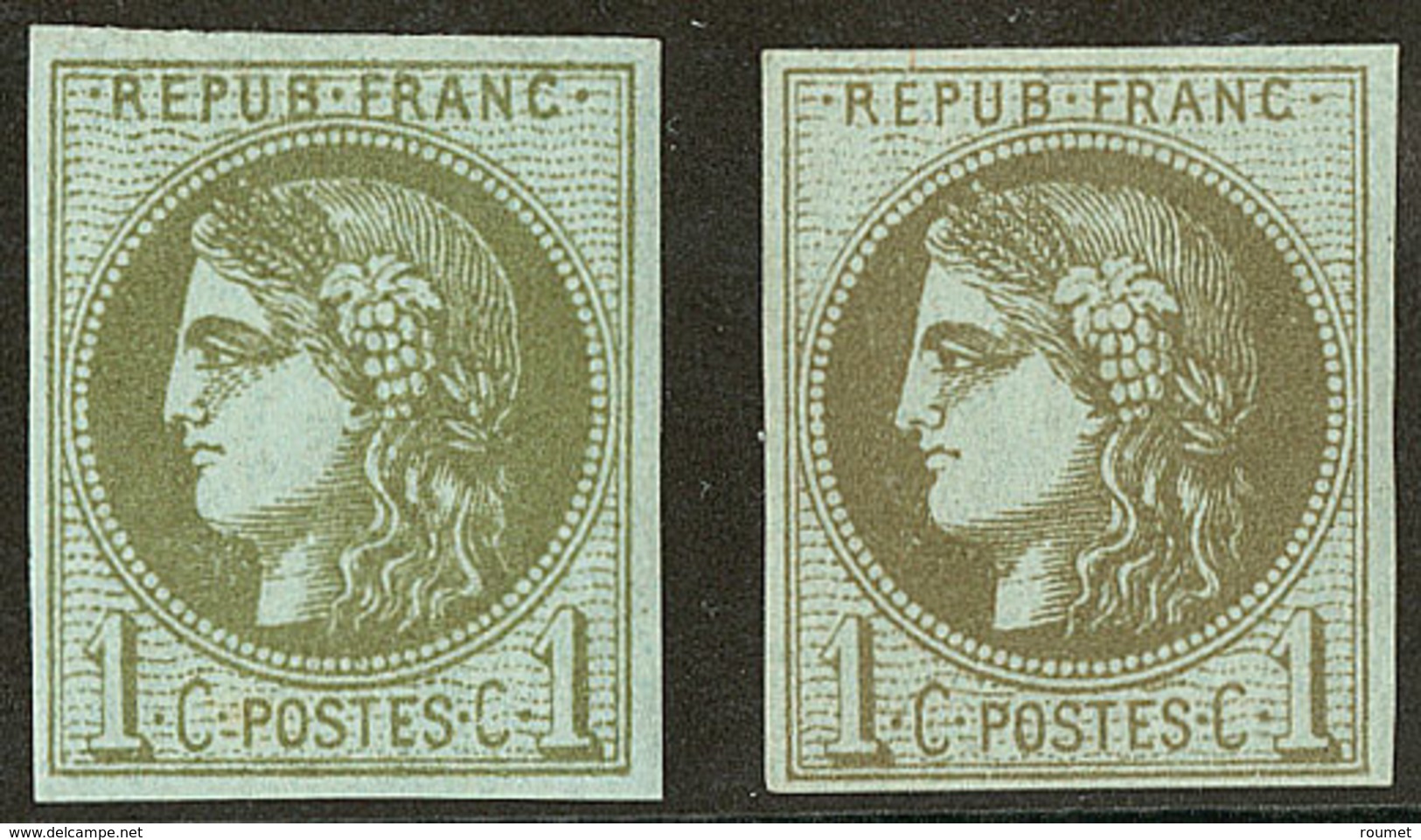 * Nos 39IIe, 39IIIj. - TB - 1870 Bordeaux Printing