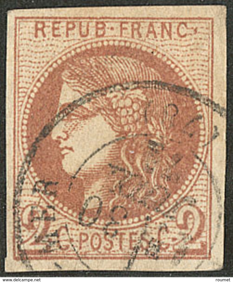 No 40IIg, Chocolat, Obl Cad Type 17. - TB. - R - 1870 Bordeaux Printing