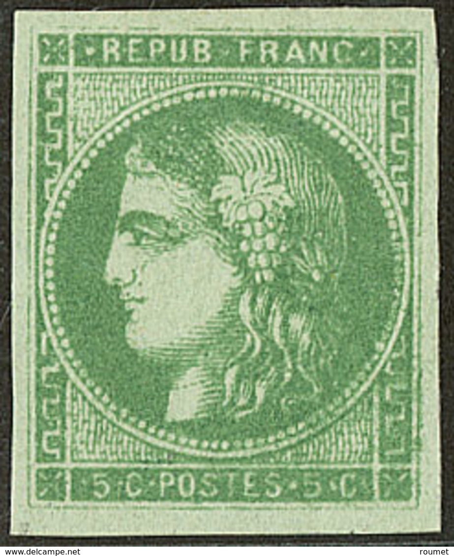 * No 42IIh, Vert Jaune Foncé, Large Charnière Mais Très Frais Et TB - 1870 Bordeaux Printing