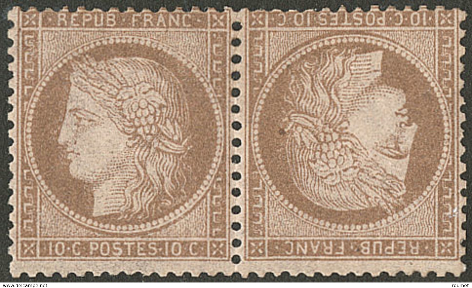 * Tête-bêche. No 58c, Paire, Décentrée Sinon TB. - R - 1871-1875 Ceres