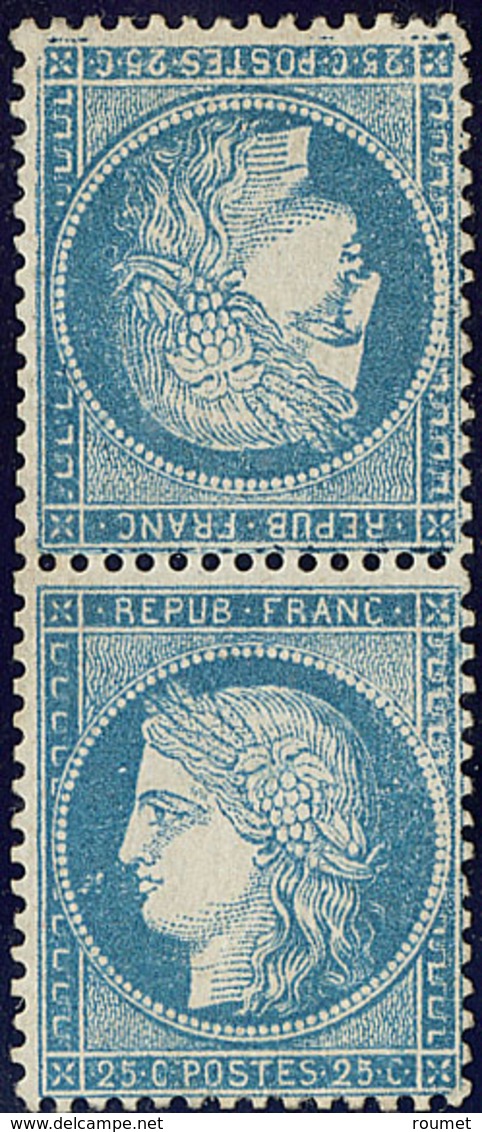 * Tête-bêche. No 60Ab, Paire Verticale, Très Frais. - TB. - RR - 1871-1875 Ceres