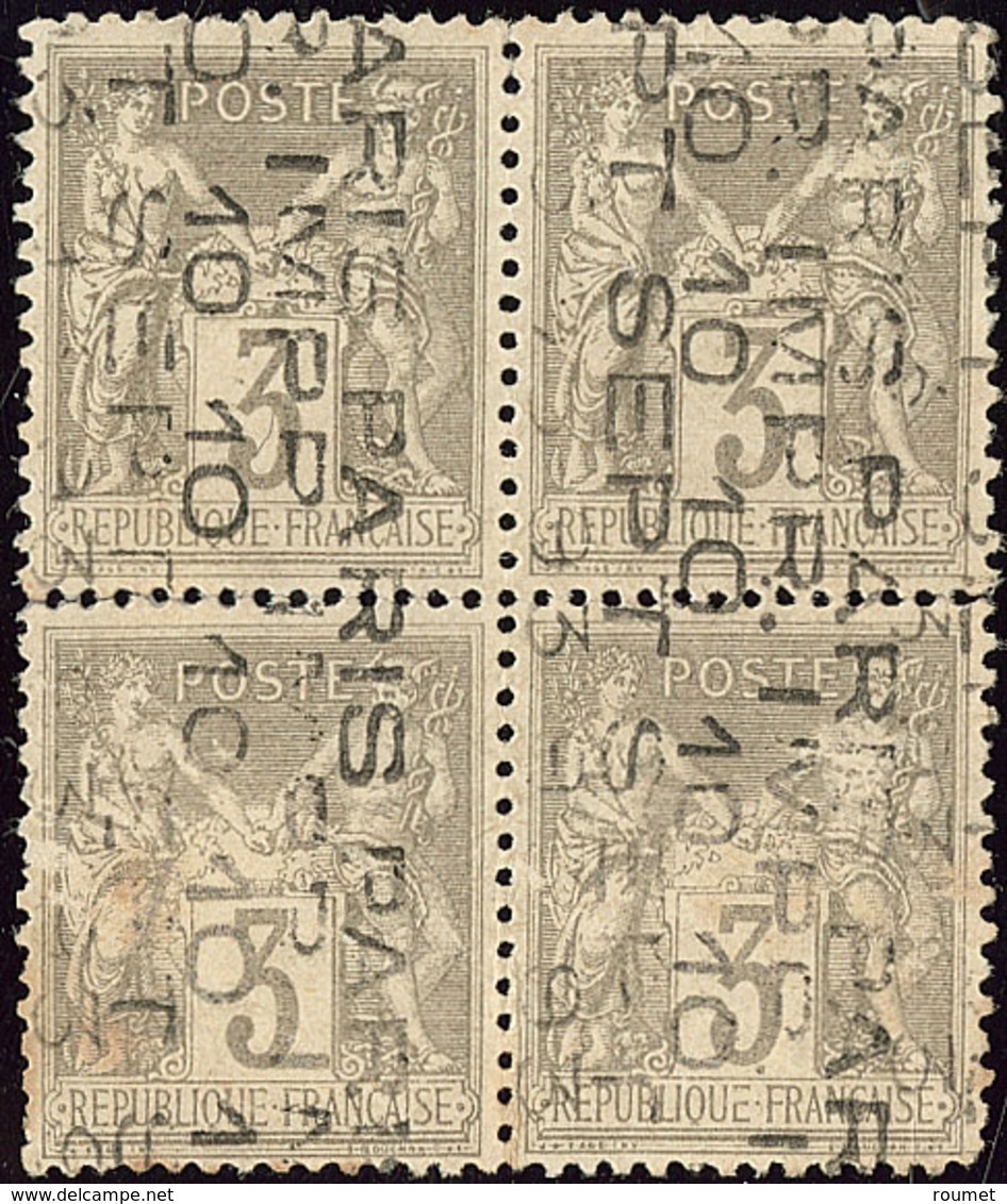 Surcharge 5 Lignes. No 13, 10 SEPT, Bloc De Quatre. - TB. - R - 1893-1947