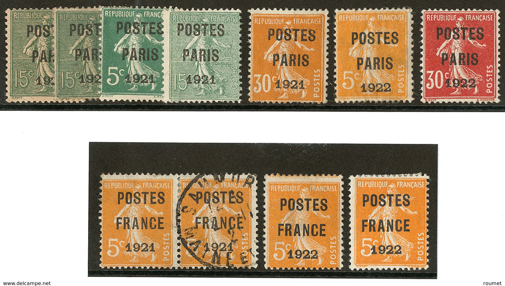 Postes Paris. Nos 25 (2 Ex *), 26, 28 à 30, 32, 33 Paire, 36 (2). - TB - 1893-1947