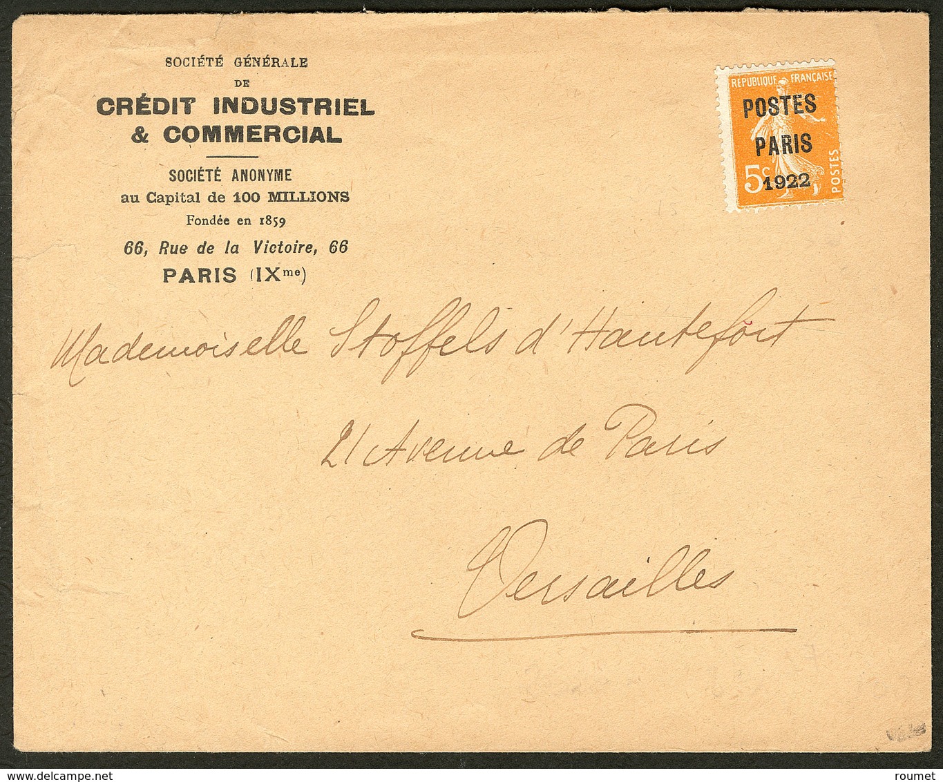 Lettre. Postes Paris. No 30, Sur Enveloppe Commerciale Du CIC. - TB - 1893-1947