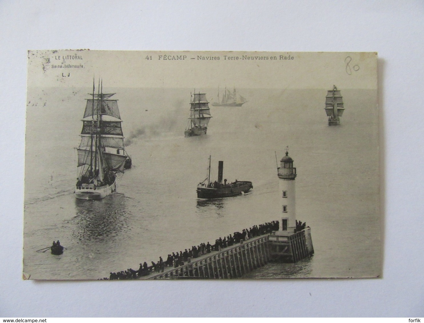 CPA N°41 - Fécamp - Navires (voiliers) Terre-Neuviers En Rade - Carte Animée, Circulée En 1912 - Zeilboten