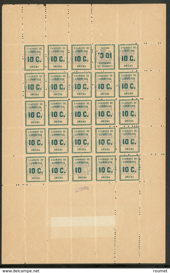 ** No 1, Feuille, Jaunie Au Recto, De 25 Ex Avec Variétés, Bdf Pd. - TB - Autres & Non Classés