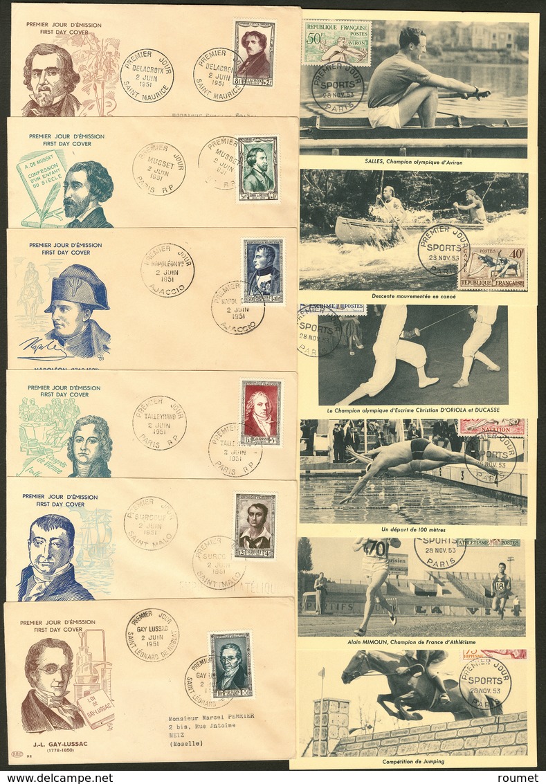 Lettre. PREMIERS JOURS. Collection. 1949-1955, 86 CP Dont Série Napoléon, Hippisme, Etc., Nombreuses Cartes Maximum. - T - Unclassified