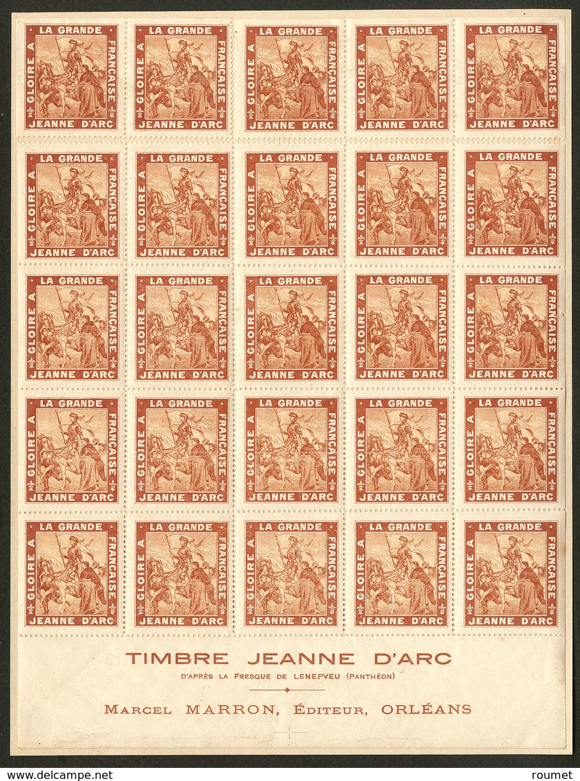 ** PORTE-TIMBRES. Jeanne D'Arc. No 631, Sépia, Bloc De 25ex Bdf Avec Mentions, Qqs Ex Légèrement Séparés Mais 1ère Pièce - Timbres Sur Timbres