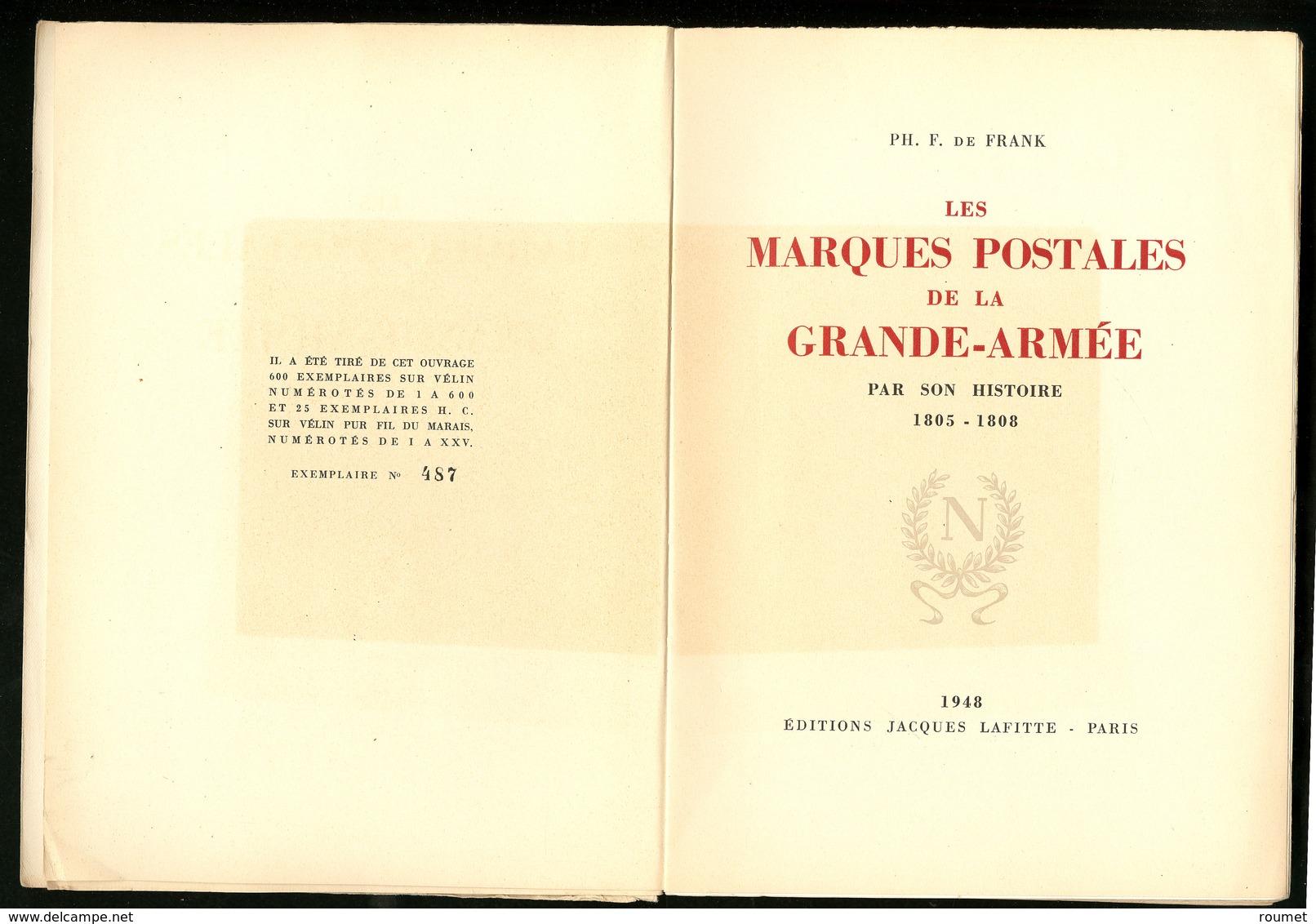 "Les MP De La Grande Armée 1805-1808", Par De Franck, éd. 1948, Broché. - TB - Autres & Non Classés