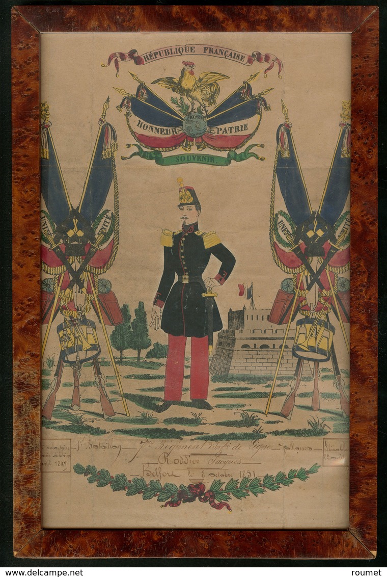 Lettre. Lettre De Soldat En Polychromie, Jacques Roddier, Engagé Volontaire 22 Avril 1847, Datée Belfort Oct 51, Bon éta - Zonder Classificatie