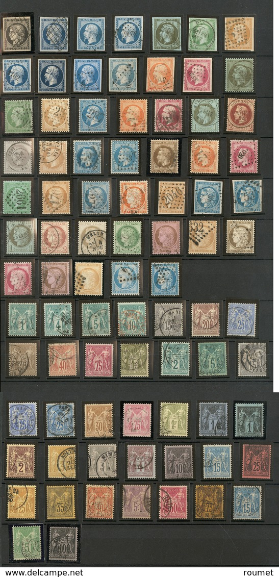 1849-1900 (Poste), Valeurs Moyennes, Nuances Et Obl Diverses. - TB Ou B - Verzamelingen