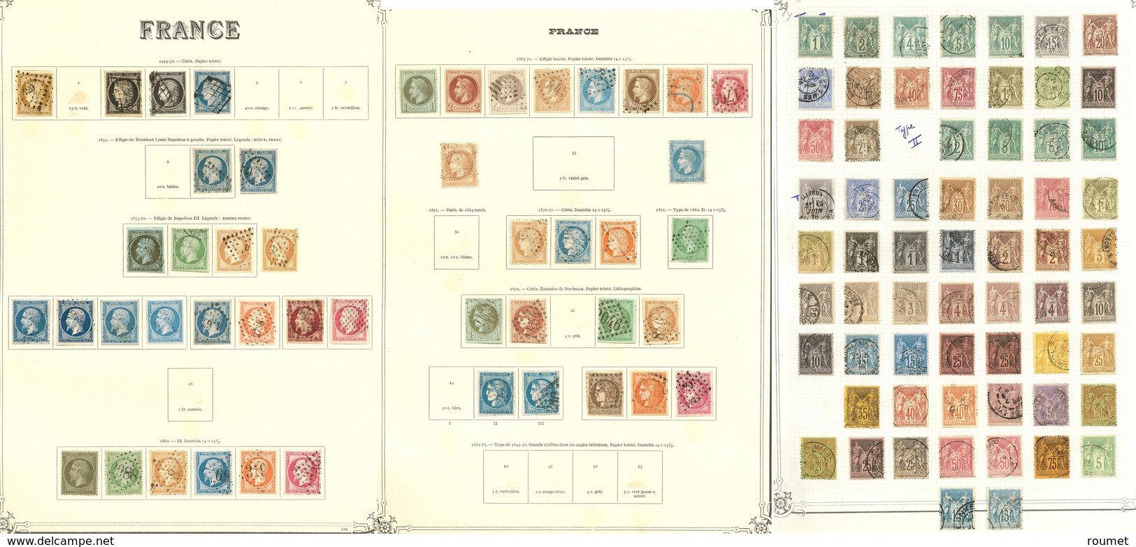 1849-1900 (Poste), Valeurs Moyennes, Nuances Et Obl Diverses. - TB, B Ou Pd - Collections