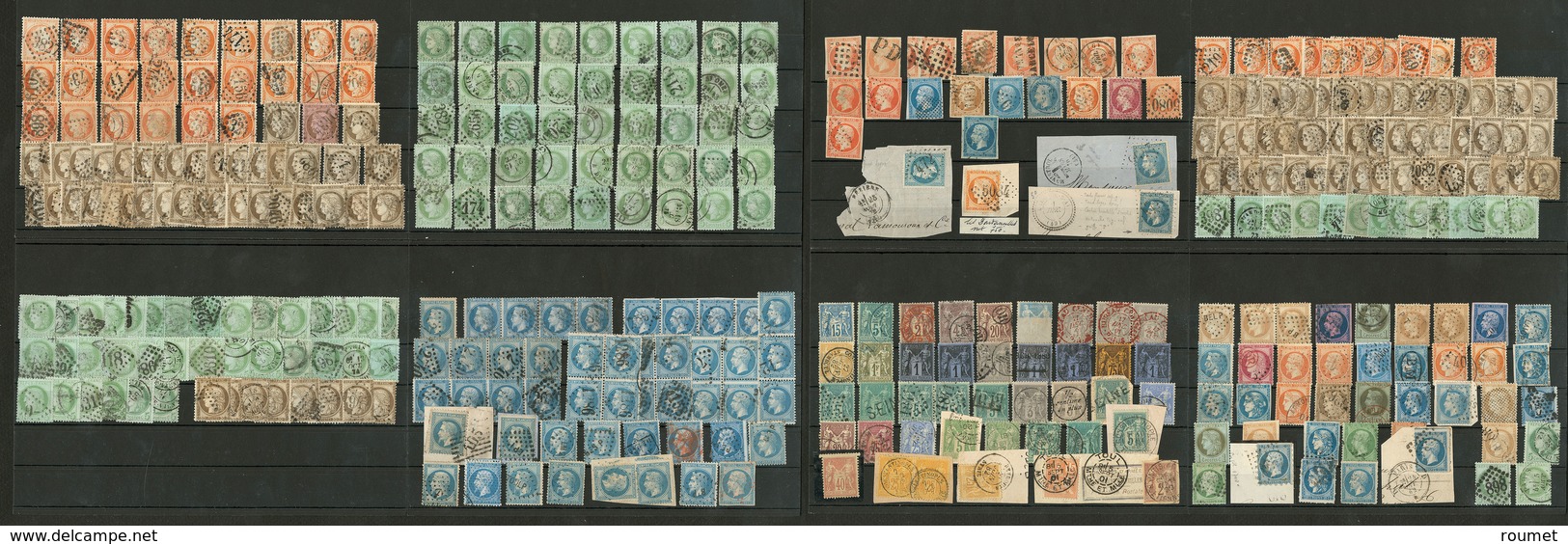 1862-1876, Plusieurs Centaines D'ex, Laurés, Cérès 1871, Nuances Et Obl Diverses, Tous états - Collections