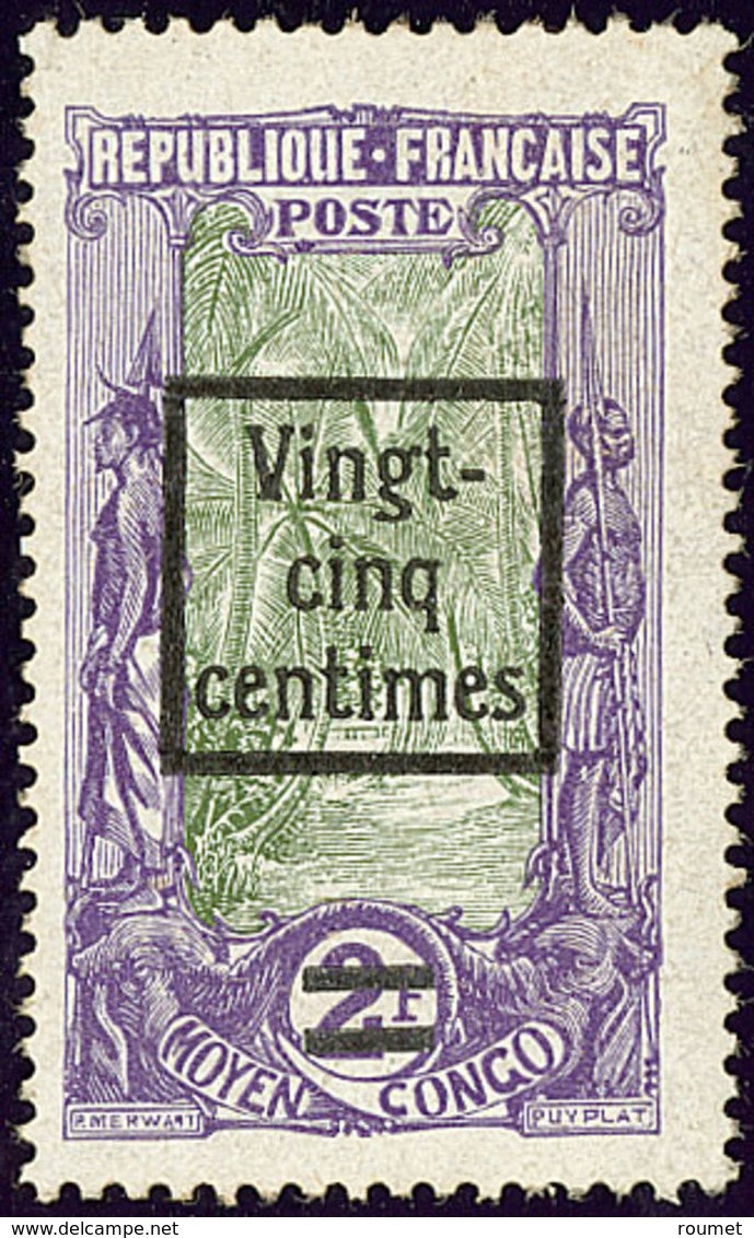 (*) Congo. No 89, "VINGT-/CINQ/CENTIMES" Encadré. - TB - Other & Unclassified