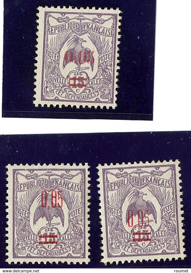 (*) Nouvelle Calédonie. No 126, "0,05c" En Rouge, 3 Différents. - TB - Andere & Zonder Classificatie