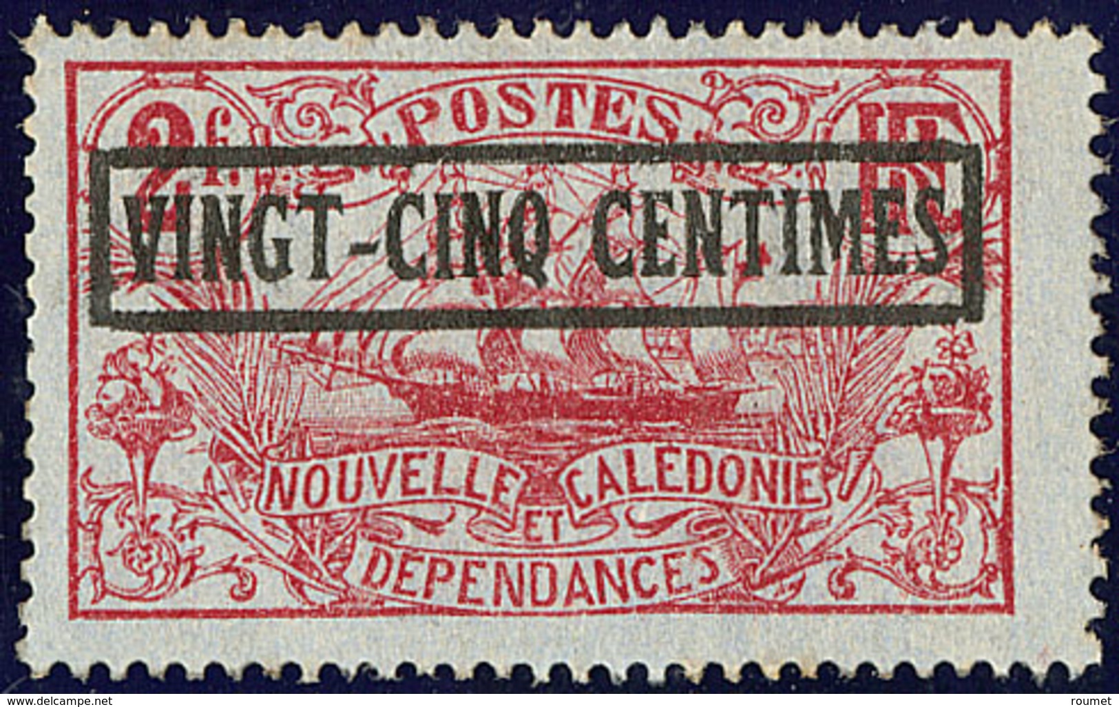 (*) Nouvelle Calédonie. No 128, "VINGT-CINQ CENTIMES" Encadré. - TB - Andere & Zonder Classificatie