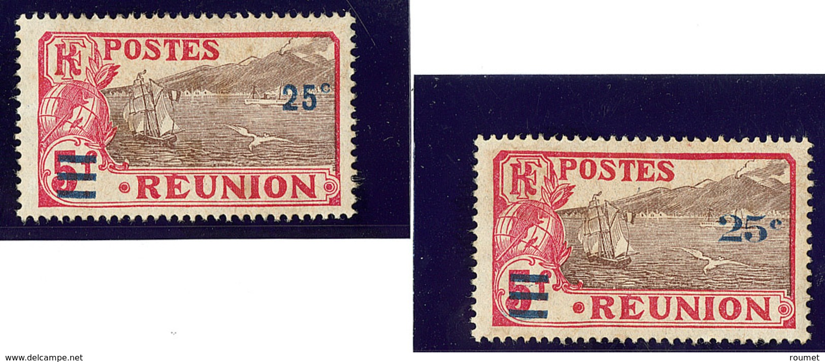 (*) Réunion. No 103, "25c" En Bleu, Deux Différents. - TB - Andere & Zonder Classificatie