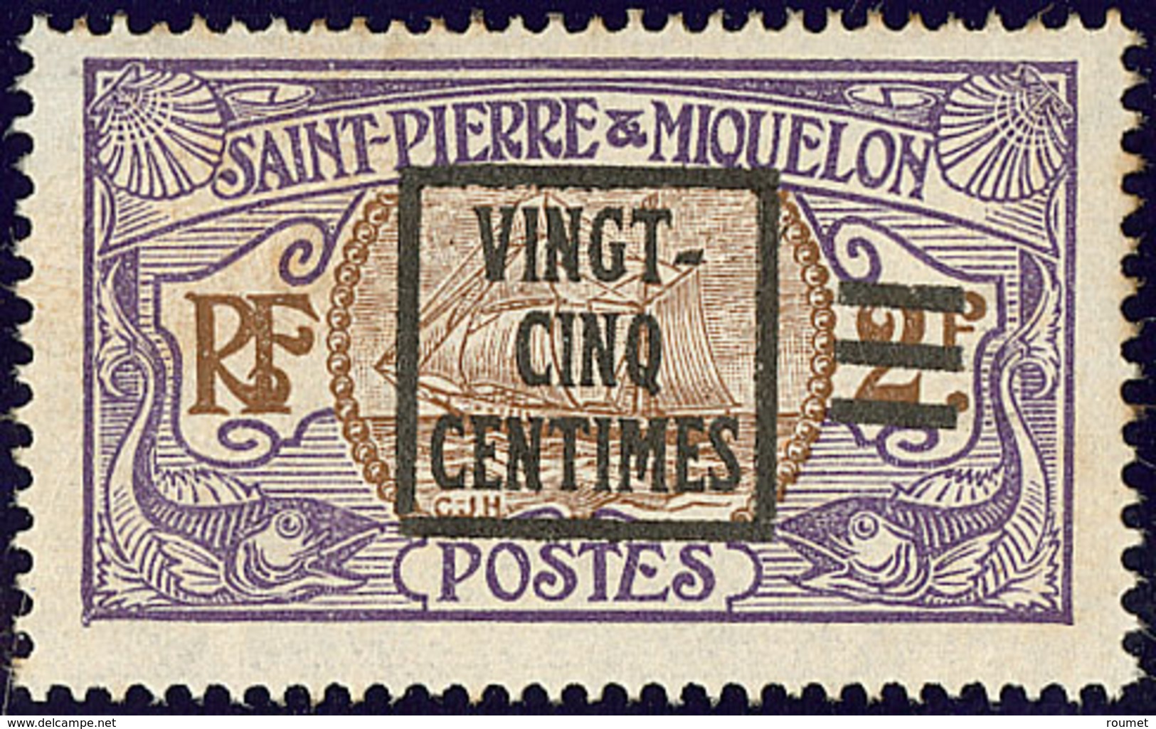 (*) St Pierre Et Miquelon. No 119, "VINGT-/CINQ/CENTIMES" Encadré. - TB - Andere & Zonder Classificatie