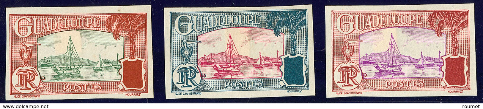 (*) Guadeloupe. Type N°114, Trois Bicolores Différents. - TB - Andere & Zonder Classificatie