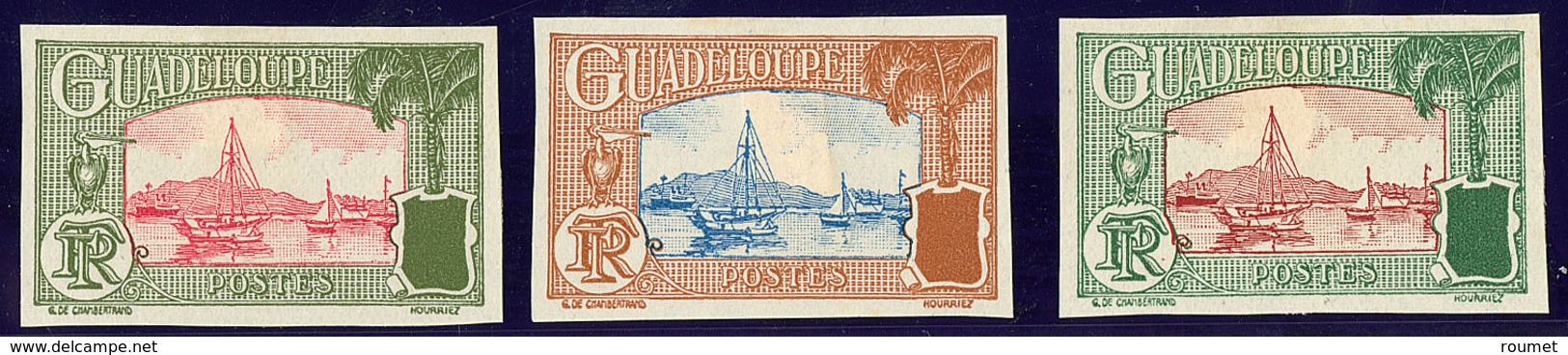 (*) Guadeloupe. Type N°114, Trois Bicolores Différents. - TB - Andere & Zonder Classificatie