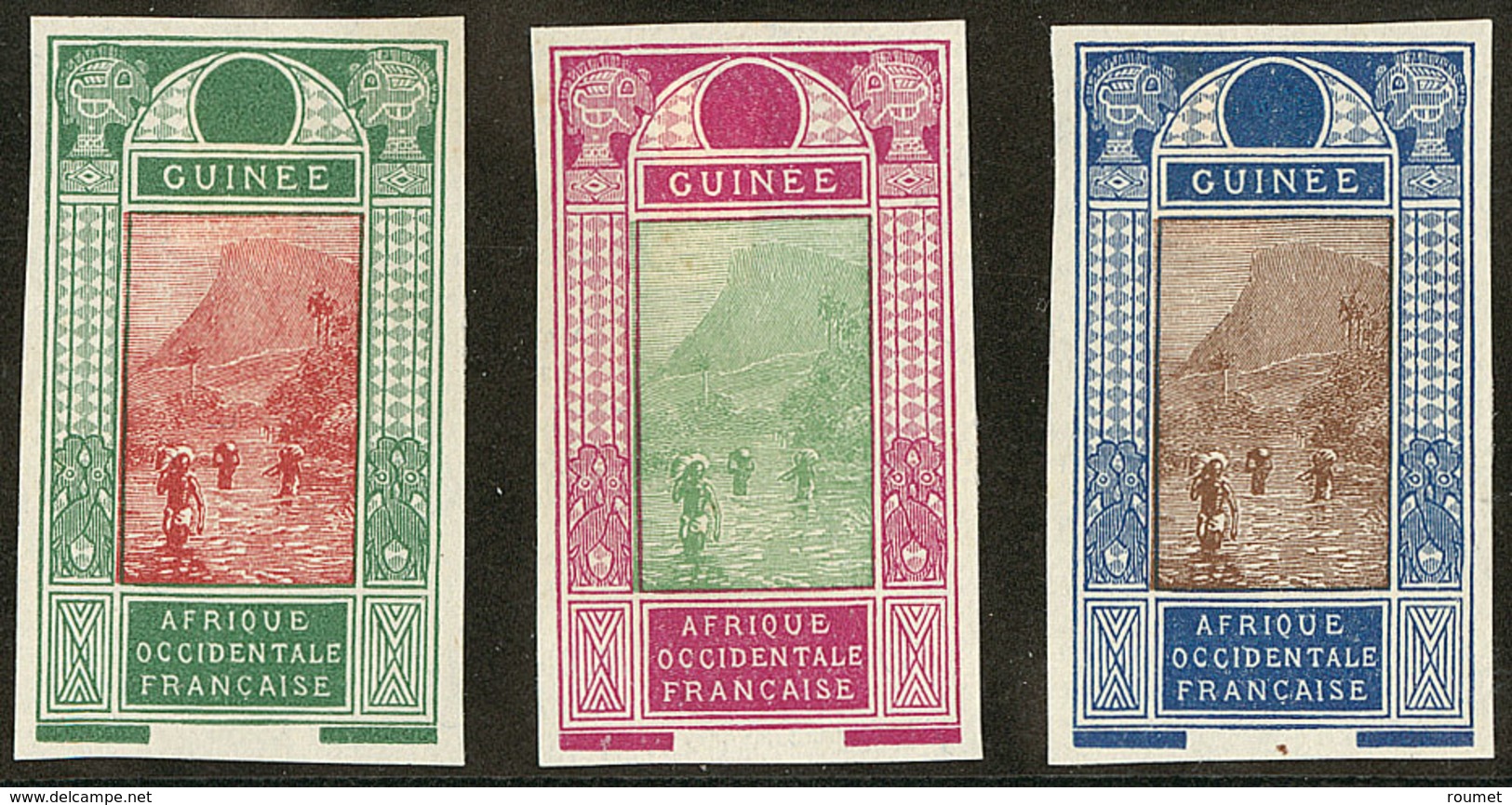 (*) Guinée. Type N°63, Trois Bicolores Différents. - TB - Andere & Zonder Classificatie