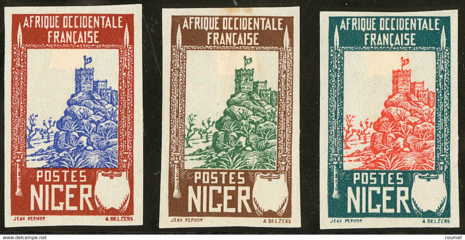 (*) Niger. Type N°45, 3 Ex Bicolores. - TB - Andere & Zonder Classificatie