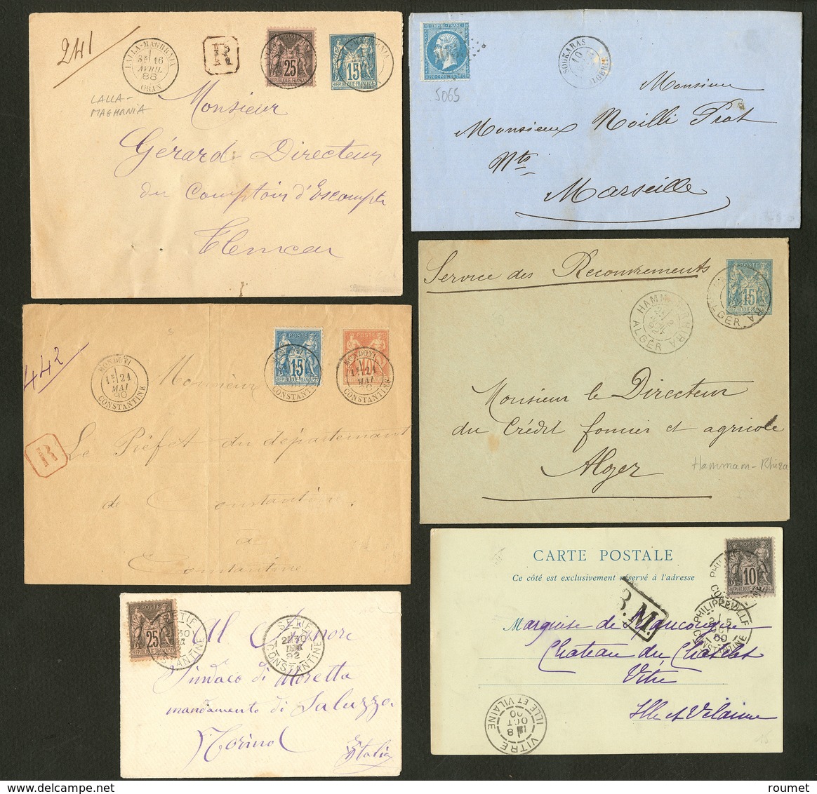 Lettre. Précurseurs. Six Lettres Affts Sage (5) Ou 22, Obl Diverses. - TB - Other & Unclassified