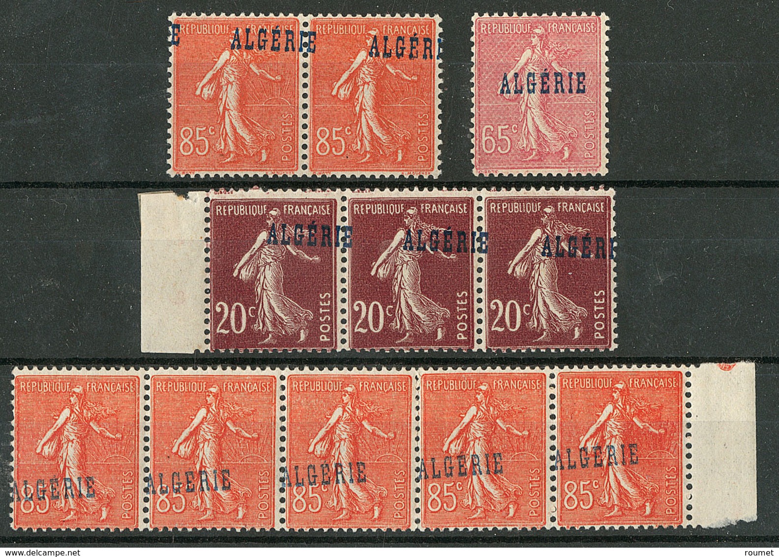 ** Variétés. Nos 13 Bande De Trois Bdf, 28 Bande De Cinq Bdf Et Paire, Avec Surch. Oblique Et à Cheval, 25a. - TB - Sonstige & Ohne Zuordnung