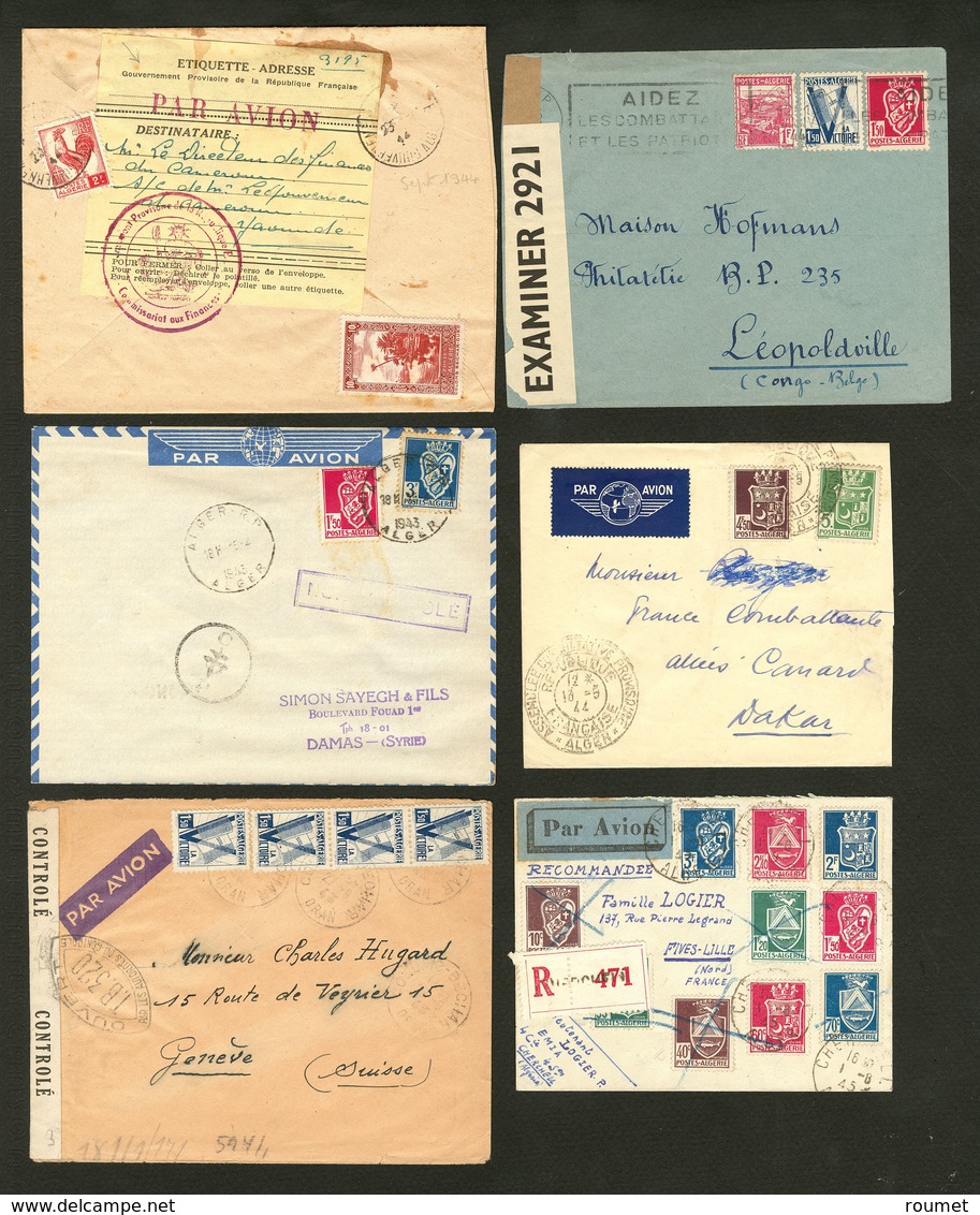 Lettre. Lot. 1943-1945, Six Enveloppes, Affts Et Destinations Divers. - TB - Autres & Non Classés