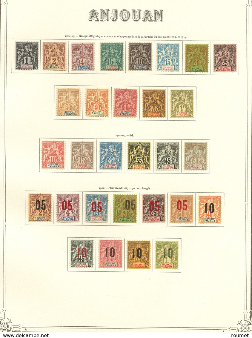 * ANJOUAN. Collection. 1892-1912 (Poste), Complète. - TB - Autres & Non Classés