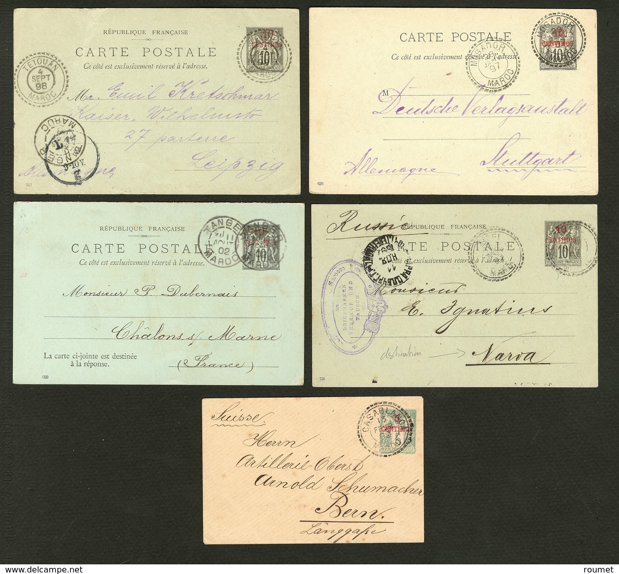 Lettre. Lot. 1897-1902, Cinq Entiers Dont Une Enveloppe Et Une CPRP. - TB - Autres & Non Classés