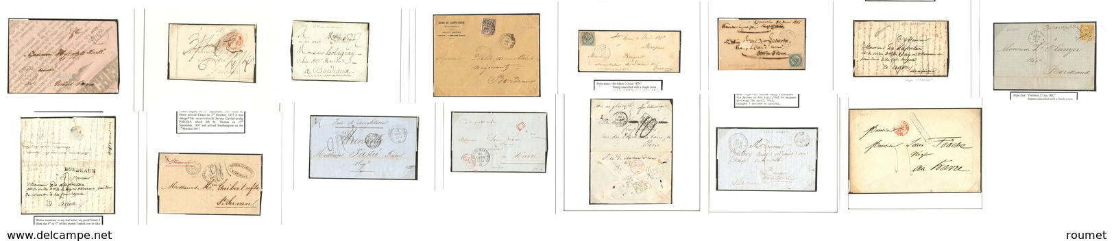 Lettre. Collection. 1778-1893, 15 Plis Avec Ou Sans Timbres, Obl Et Destinations Diverses. - TB - Autres & Non Classés