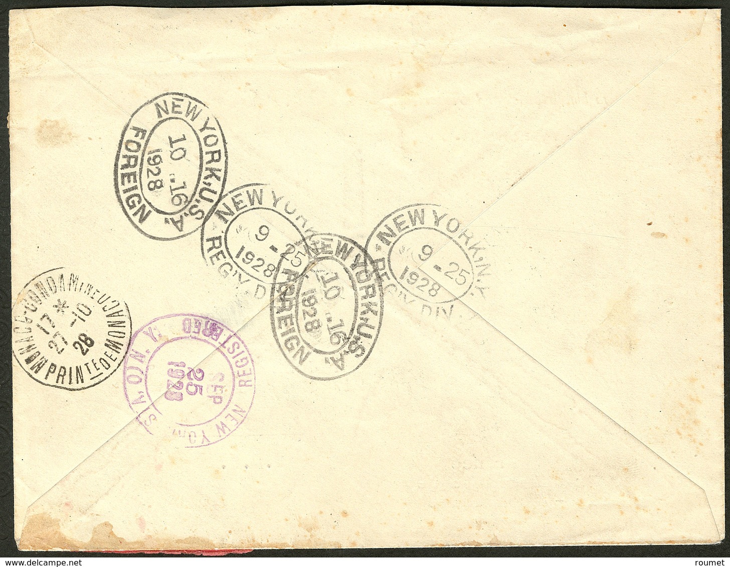 Lettre. Ile De France. Nos 60 + 61 Paire, Obl 15.9.28 Sur Enveloppe Pour NY Avec Griffe "Return To Sender". - TB - Autres & Non Classés