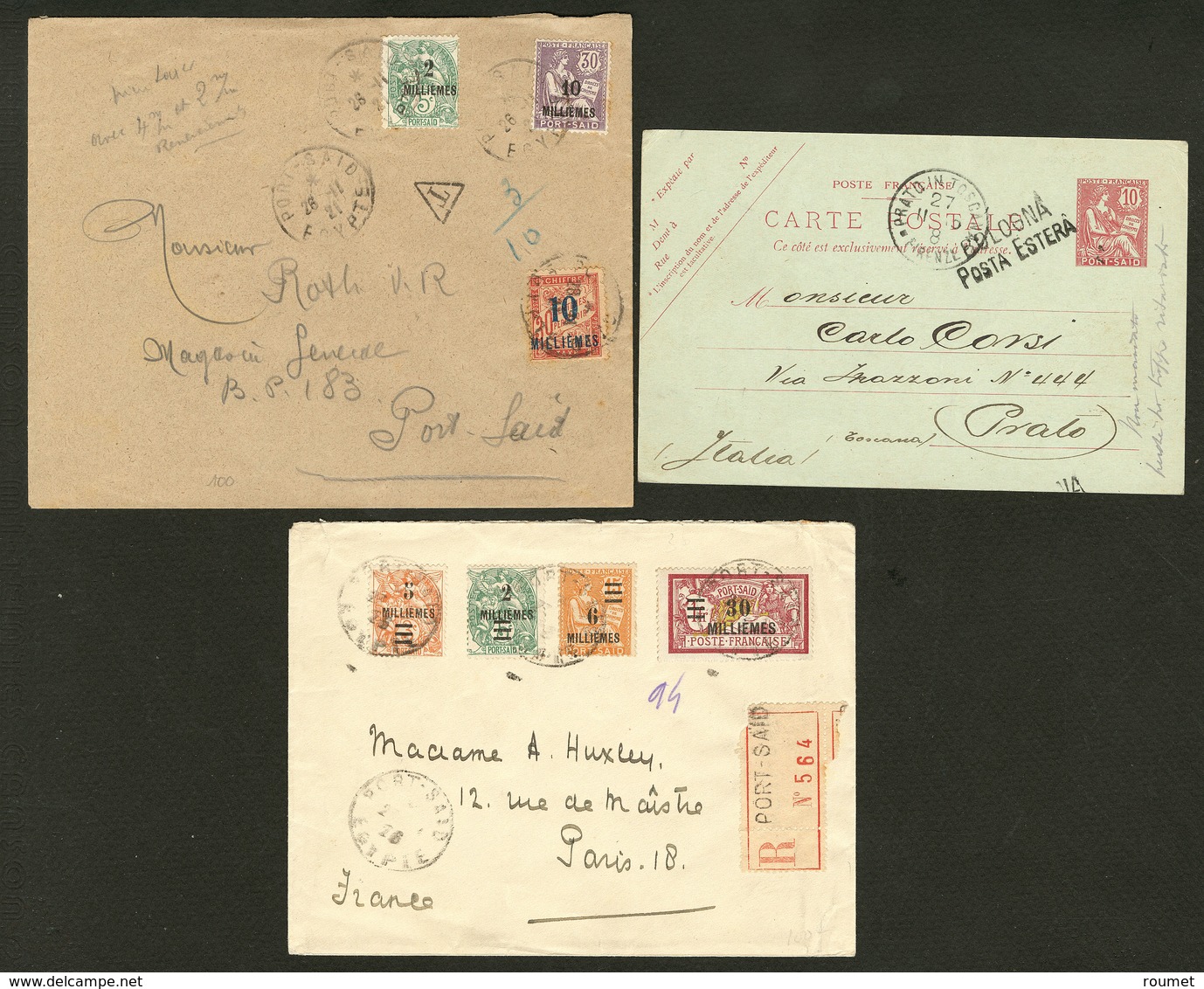 Lettre. Lot. 1915-1926, Trois Enveloppes Affts Divers Dont Une Recommandée. - TB - Autres & Non Classés