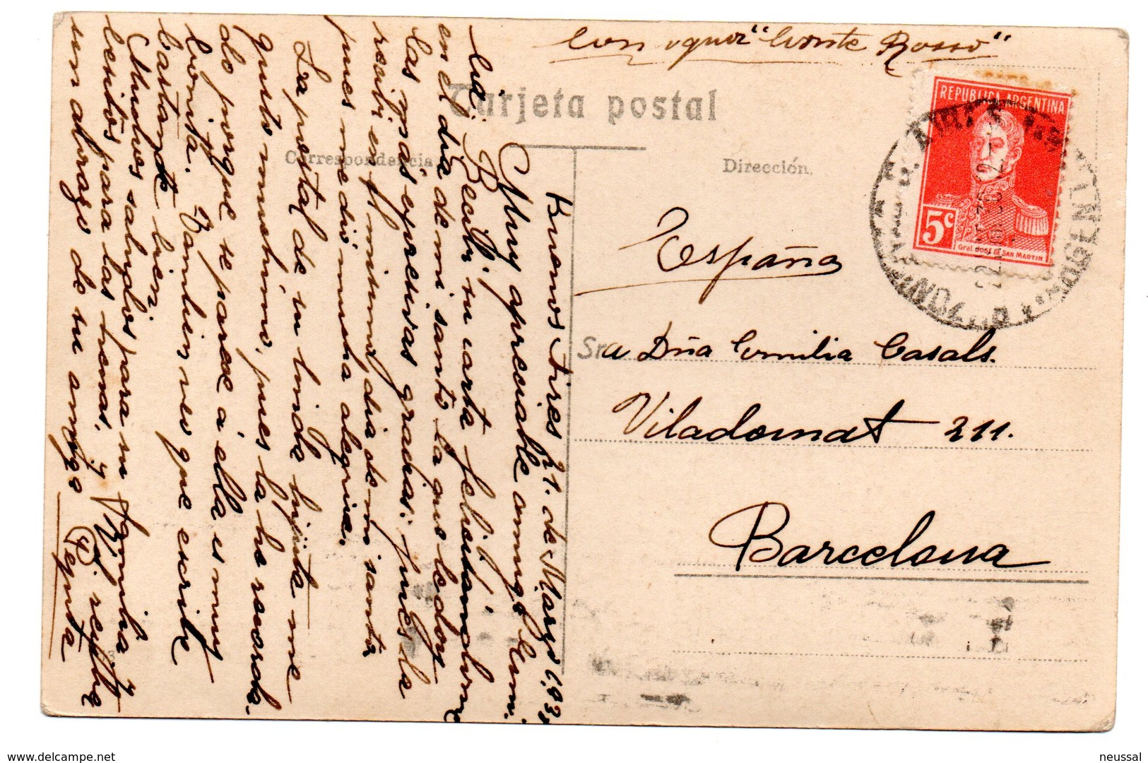 Tarjeta Postal Circulada 1930 Buenos Aires -palermo Los Lagos. - Argentina