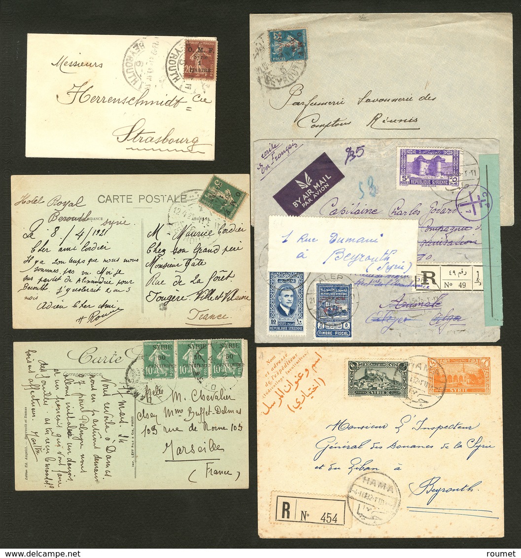 Lettre. Lot. 1921-1944, Cinq Enveloppes Dont Deux Recomm., Affts Et Destinations Divers. - TB - Autres & Non Classés