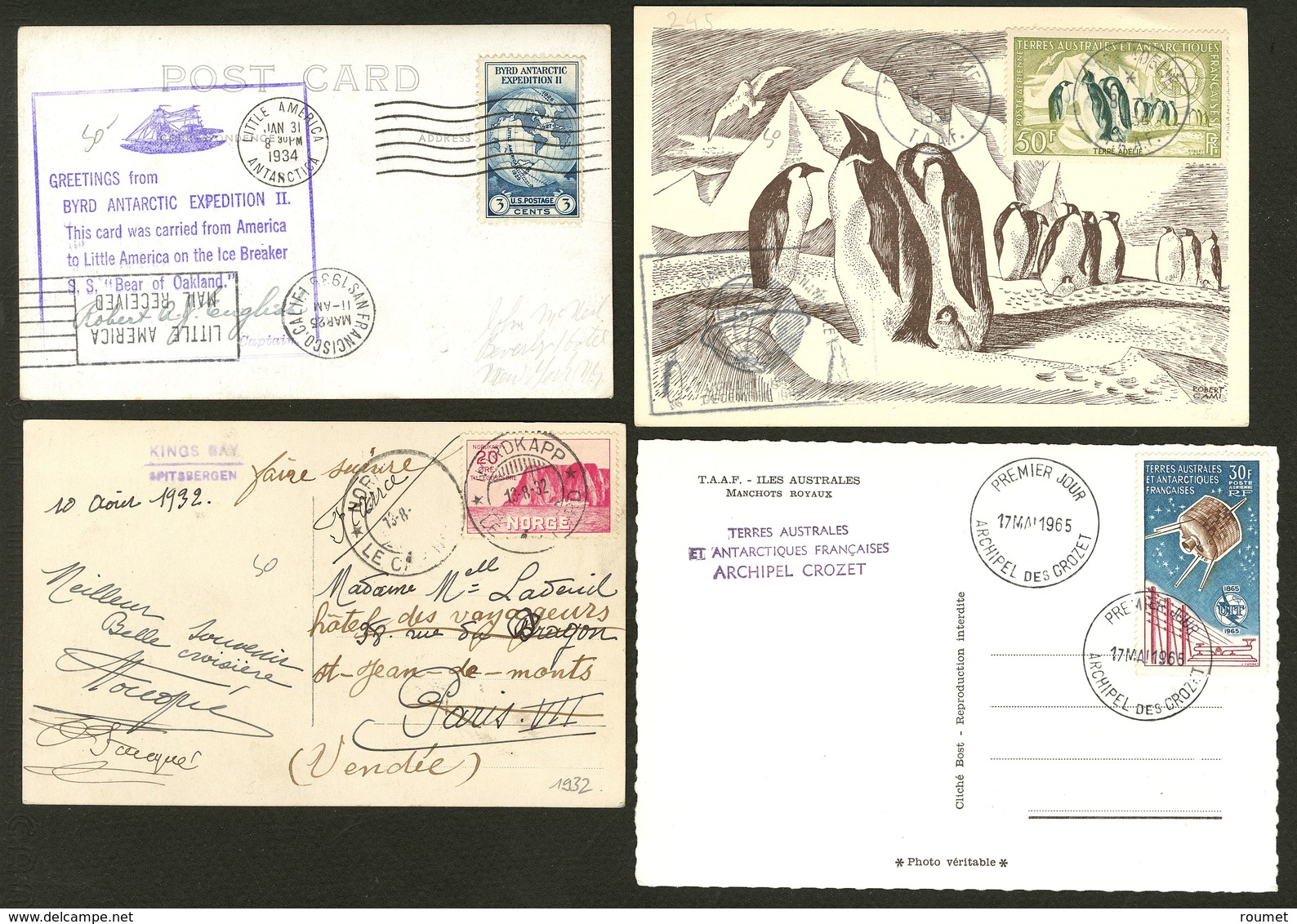 Lettre. Collection. 1932-1965, 4 CP Dont Deux Affts USA Et Norvège. - TB - Autres & Non Classés