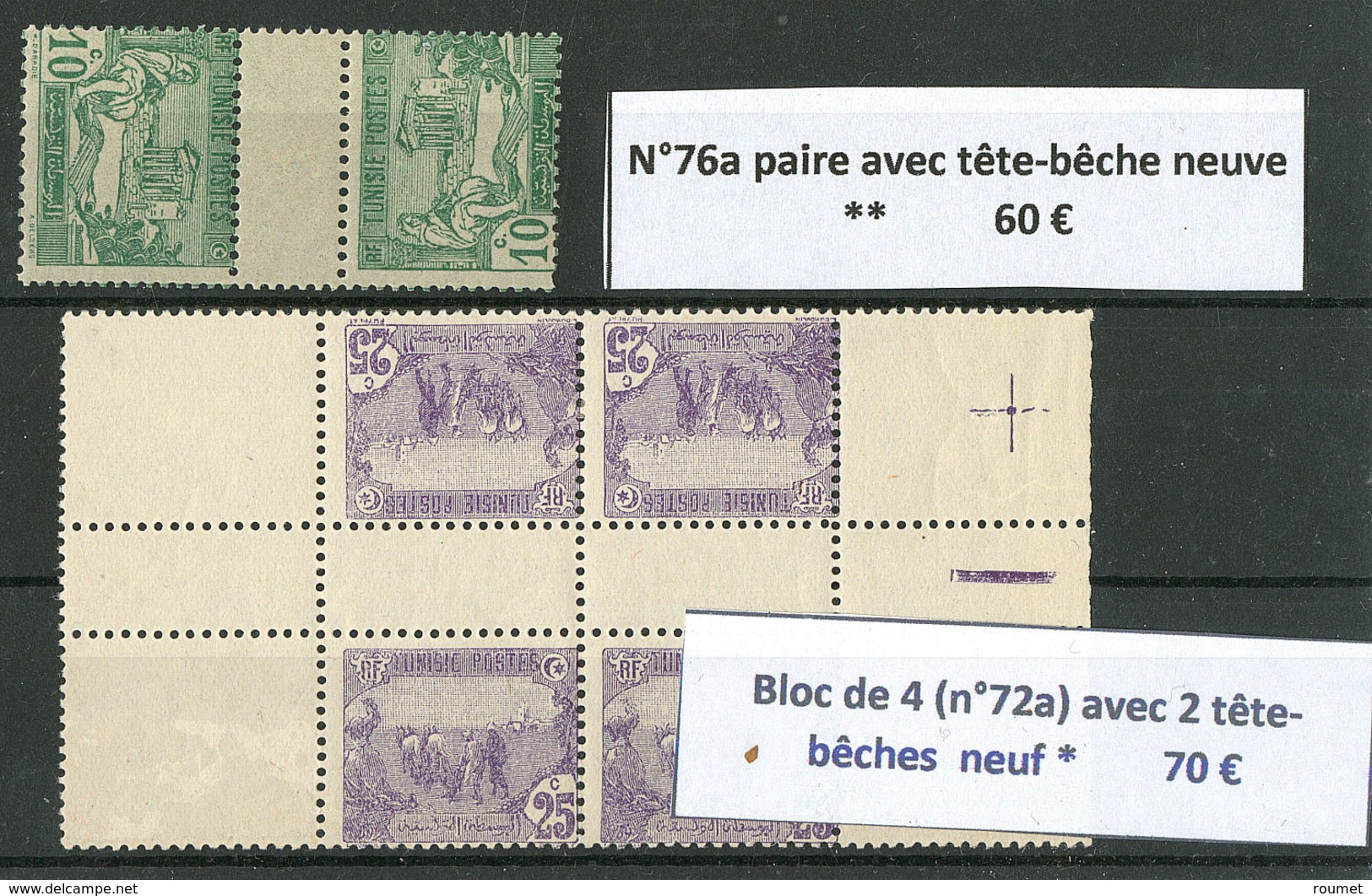 * Tête-bêche. Nos 72a Bloc De Quatre Interpanneaux Avec Deux Paire Verticale, 76a Paire Verticale Interpanneaux. - TB - Autres & Non Classés