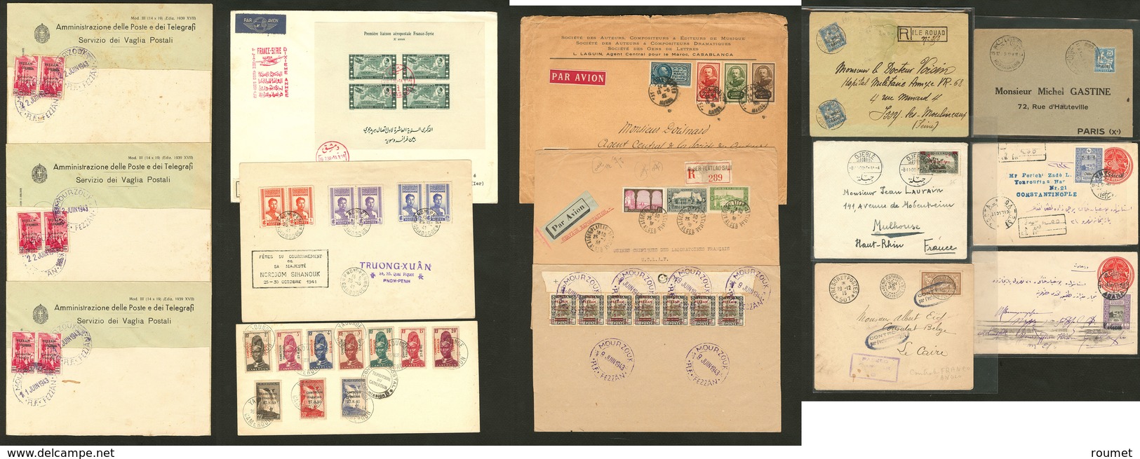 Lettre. 1916-1943, 15 Plis, Colonies, Affts Et Obl Divers, Tous états - Collections